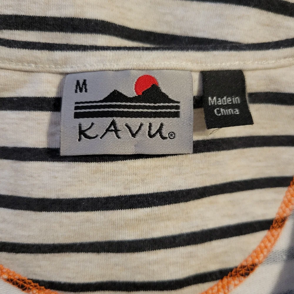 Kavu Striped Long Sleeve Henley Top